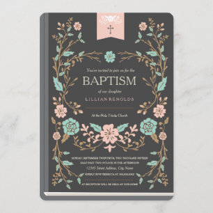 Vintage Book Baptism Invitation