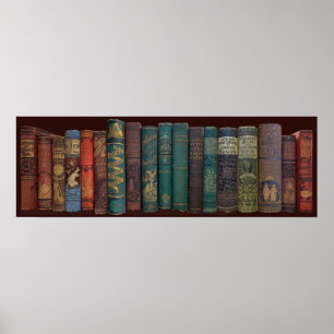 VINTAGE BOOK BOOKSHELF  POSTER