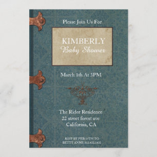 Vintage Book Cover Baby Shower Invitations