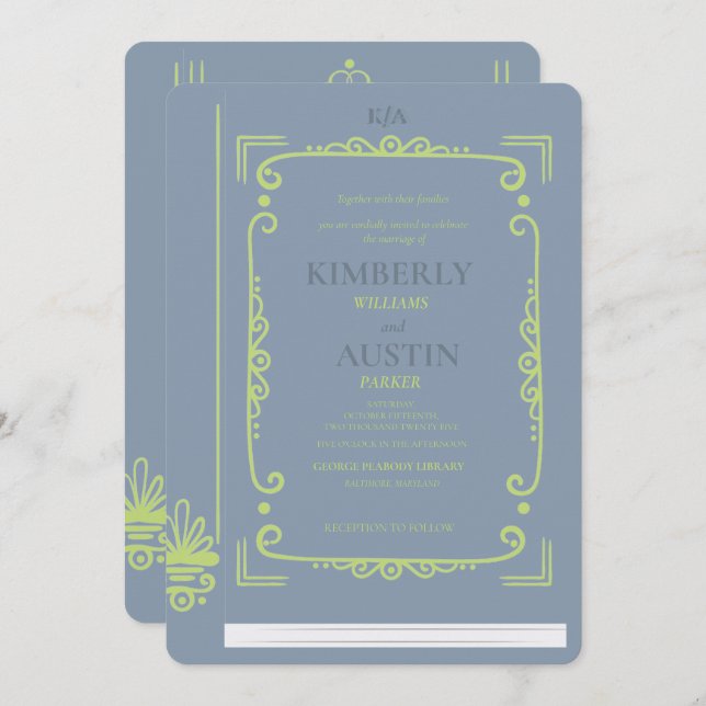Vintage Book Cover | Book Theme Wedding Invitation (Front/Back)
