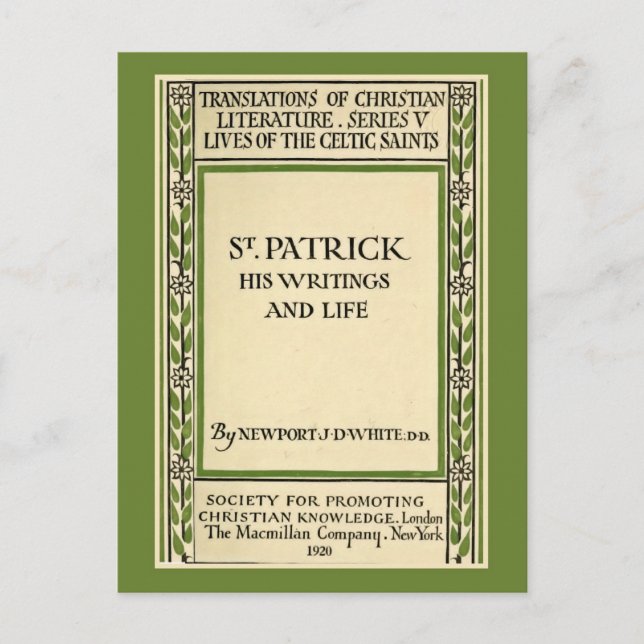 vintage book cover memoirs of St. Patrick Postcard (Front)