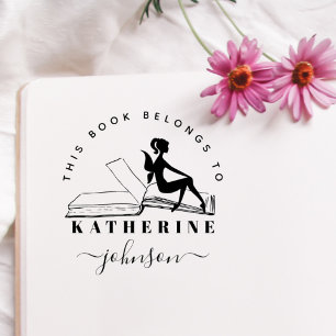 Vintage Book Fairy Custom Name From The Library Rubber Stamp
