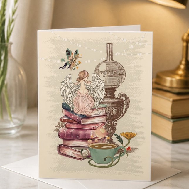 Vintage Book Fairy Note Card (Blank Inside) (Creator Uploaded)