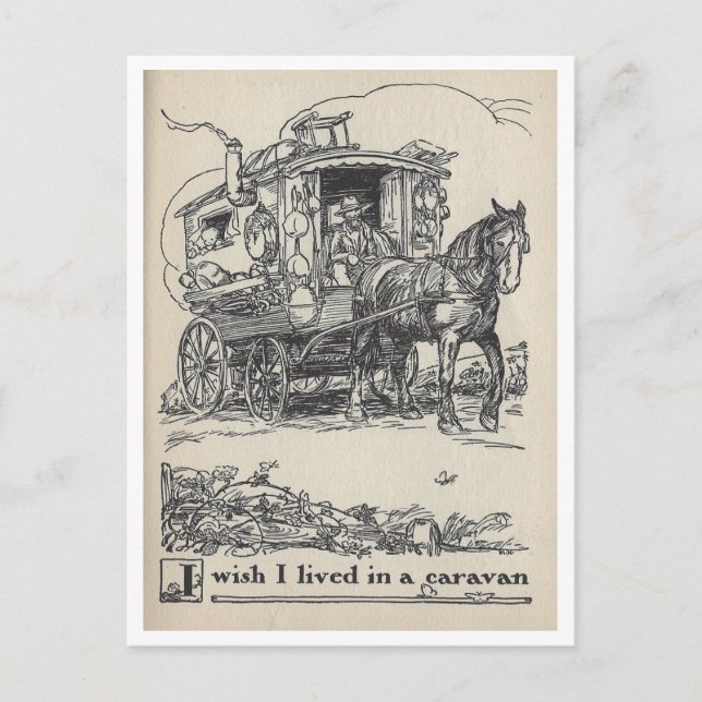 Vintage Book Illustration Nomadic Travel Postcard (Front)