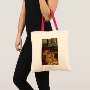 Vintage Book Lover Art Print   Art Nouveau Woman  Tote Bag