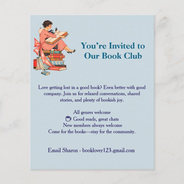 Vintage Book Lover Reading Illustration Flyer (Front)