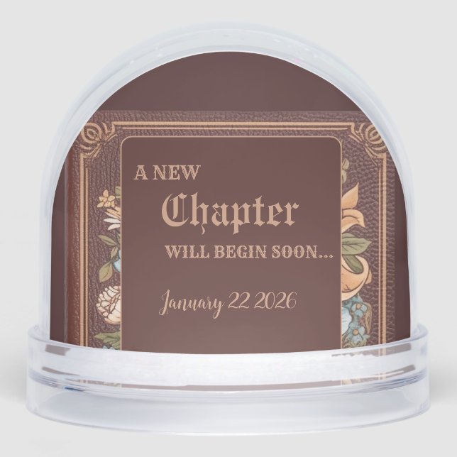 Vintage Book New Chapter Wedding Shower Snowglobe (Front)