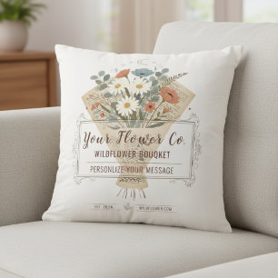 Vintage Book Page Flowers Custom Template Cushion