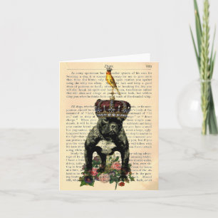 Vintage Book Page French Bulldog King Notecard