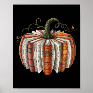 Vintage Book Pumpkin Autumn Fall Librarians Bookwo Poster