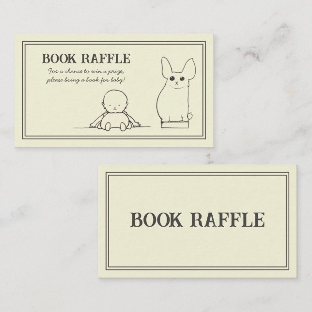 Vintage Book Raffle Baby Shower Enclosure Card (Front/Back)