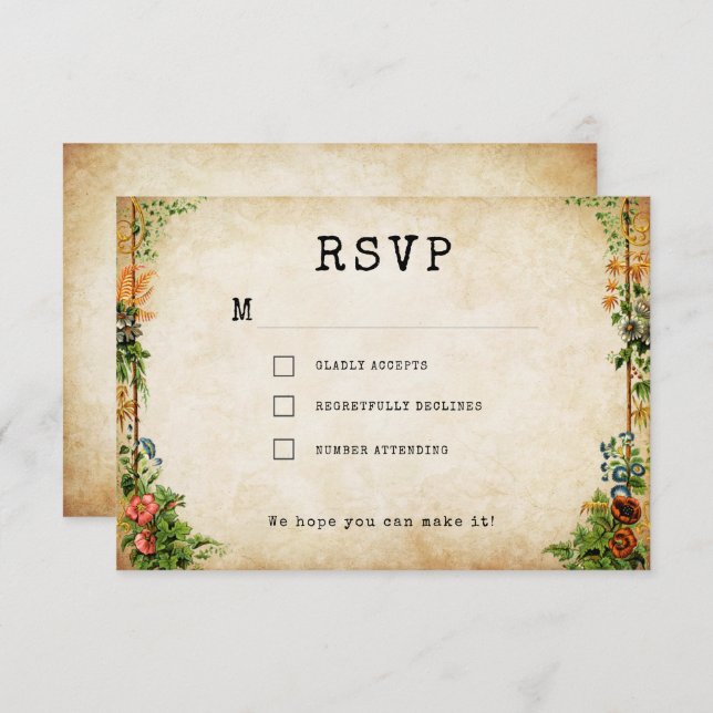 Vintage Book Secret Garden RSVP Card (Front/Back)