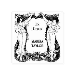 Vintage book shelf ex libris rubber stamp