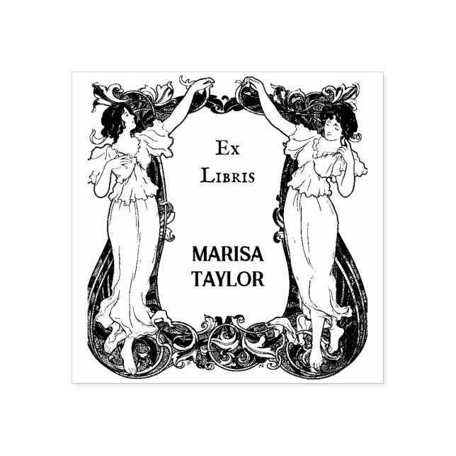 Vintage book shelf ex libris rubber stamp (Imprint)