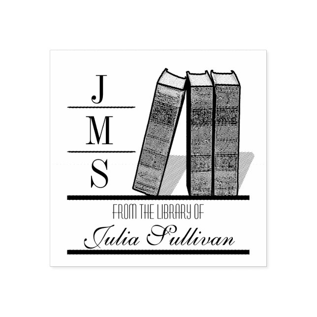 Vintage Book Shelf Wood Stamp (Imprint)