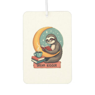 Vintage Book Sloth Reading Lover Cute Retro Design Car Air Freshener