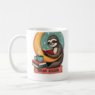 Vintage Book Sloth Reading Lover Cute Retro Design Coffee Mug
