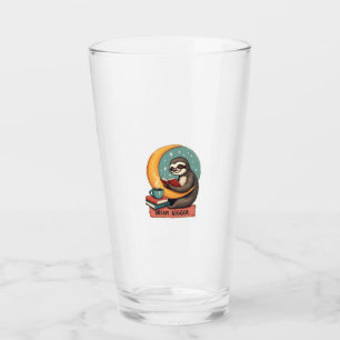 Vintage Book Sloth Reading Lover Cute Retro Design Glass
