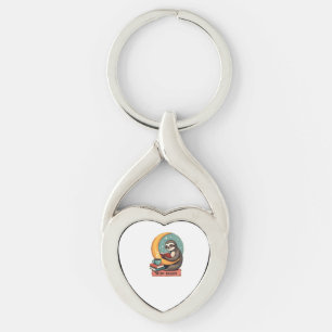 Vintage Book Sloth Reading Lover Cute Retro Design Key Ring