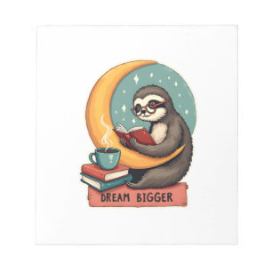 Vintage Book Sloth Reading Lover Cute Retro Design Notepad