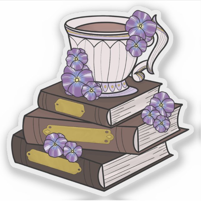 Vintage Book stack and Teacup (Front)