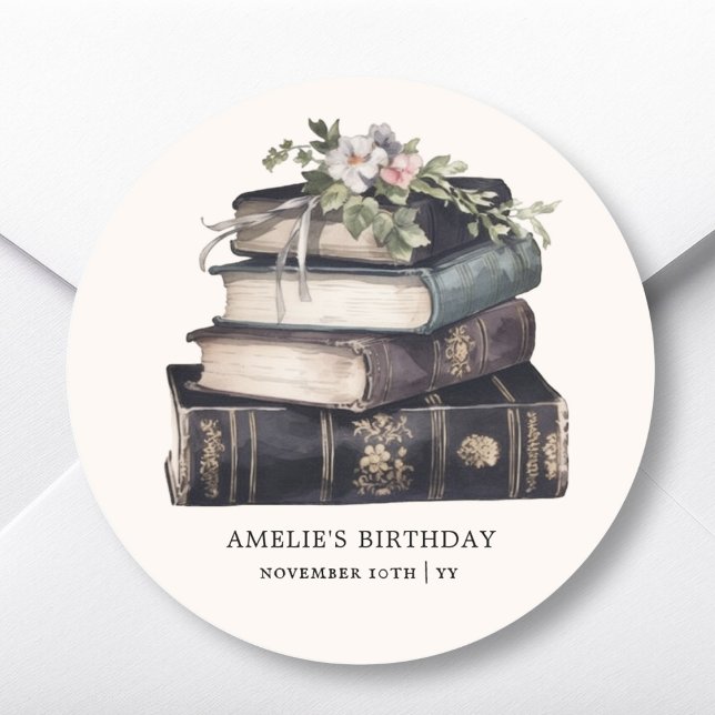 Vintage Book Theme Birthday Favour Sticker (Creator Uploaded)