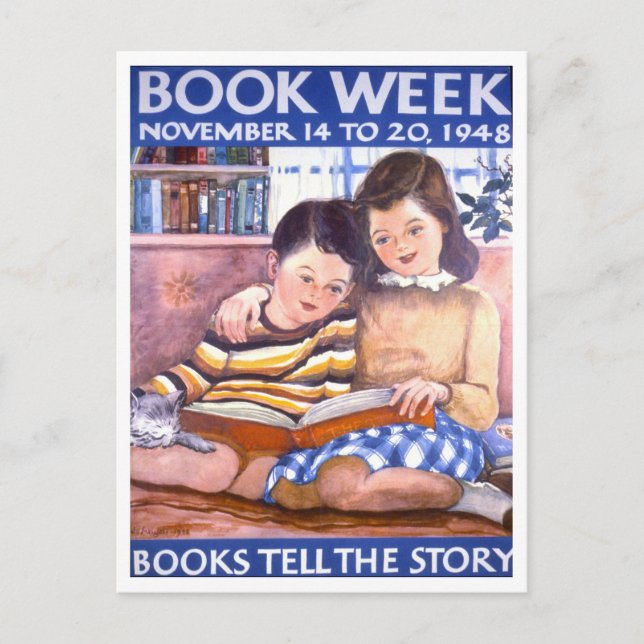 Vintage Book Week Library Poster Postcard (Front)