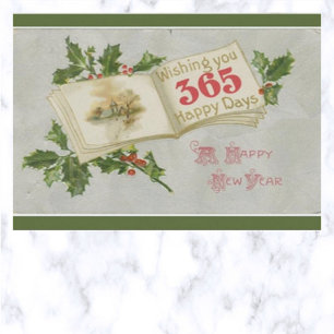 Vintage Book With New Year Greetings for 365 Days Postcard