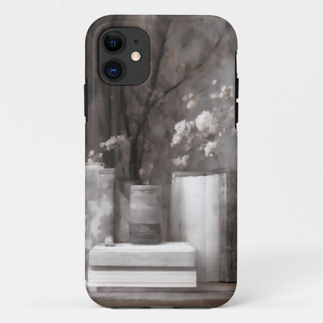 Vintage Books and Flowers Aesthetic Mobile Case (Back)