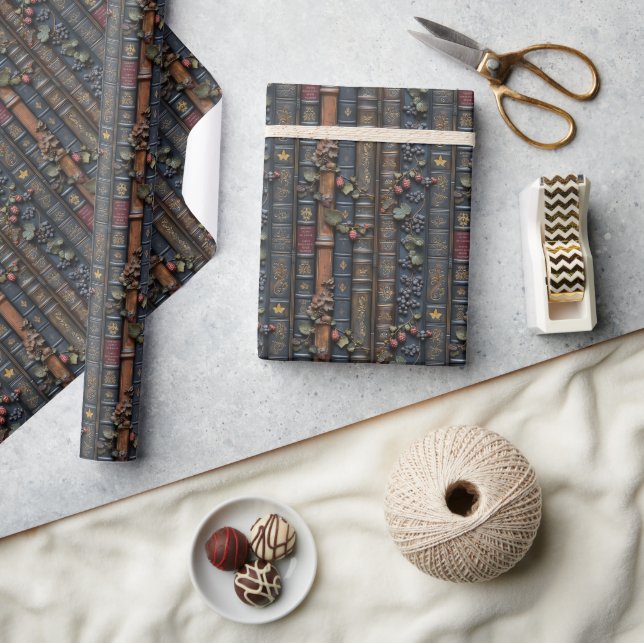 Vintage Books and Grapevine Wrapping Paper (Crafts)