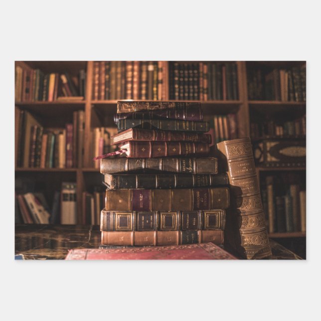 Vintage Books and Letters wrapping paper (Front)