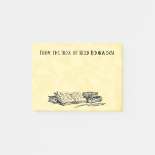 Vintage Books and Writing Quill Custom Stickies Post-it Notes
