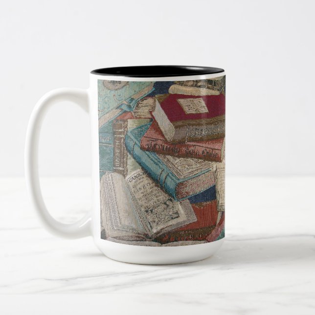 Vintage Books Background Book Lovers Mug (Left)
