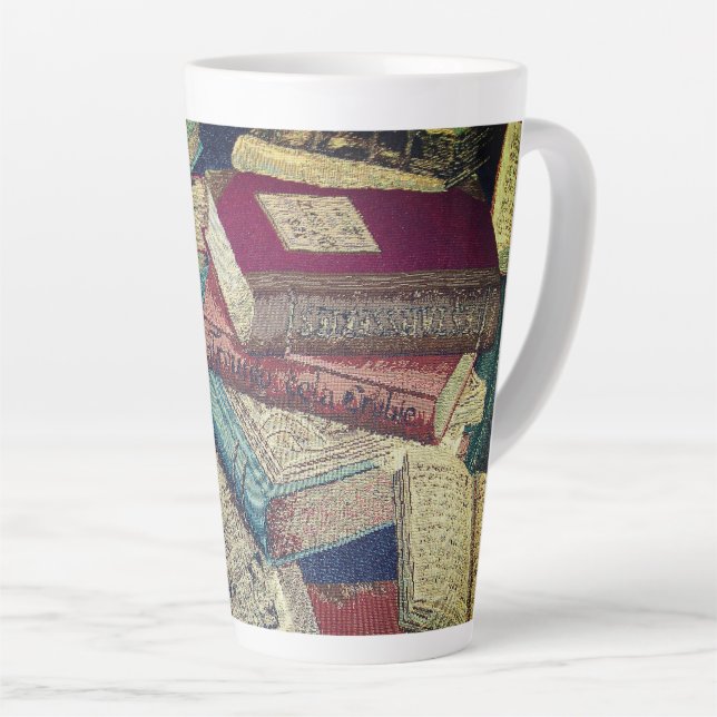 Vintage Books Background Latte Mug (Right Angle)
