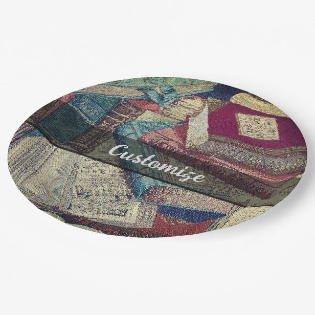 Vintage Books Background  Paper Plate (Angled)