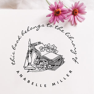 Vintage Books Botanical Custom Library Books Self-inking Stamp