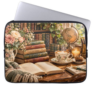 Vintage Books & Coffee Laptop Sleeve