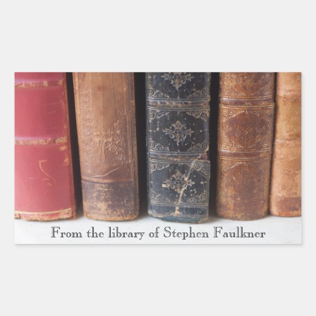 Vintage books in a row rectangular sticker (Front)