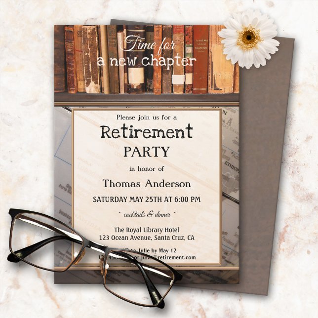 Vintage Books Library Retirement Party Invitation (Creator Uploaded)