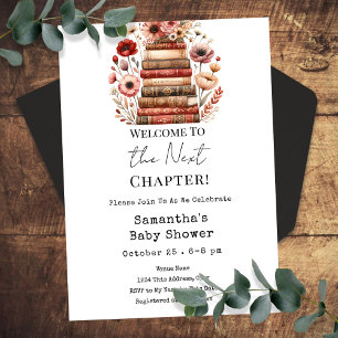 Vintage Books Next Chapter Baby Shower Invitation