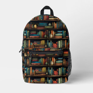 Vintage Books on Bookshelf Pattern Printed Backpack