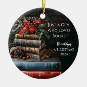 Vintage Books Personalised ChristmasOrnament Ceramic Ornament
