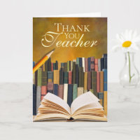 Vintage Bookshelf Floral Teacher Thank You