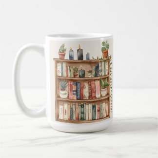 vintage bookshelf image mug and customisable text