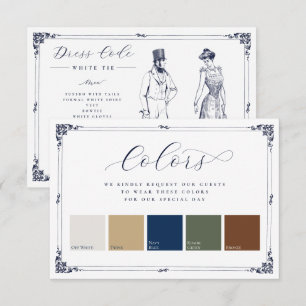 Vintage Border 5 Colours Wedding Dress Code Enclosure Card