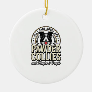 Vintage Border Collie Dog Lover Funny Shirt Design Ceramic Ornament