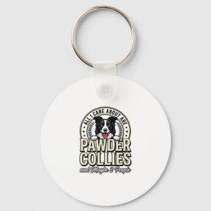 Vintage Border Collie Dog Lover Funny Shirt Design Key Ring