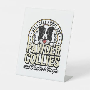 Vintage Border Collie Dog Lover Funny Shirt Design Pedestal Sign
