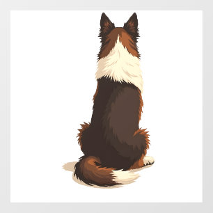 Vintage Border Collie From Behind Dog Illustration
