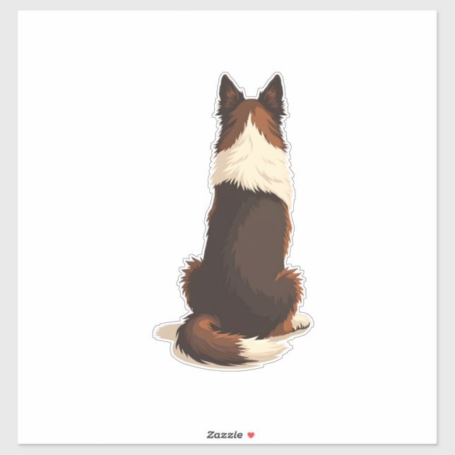 Vintage Border Collie From Behind Dog Illustration (Sheet)